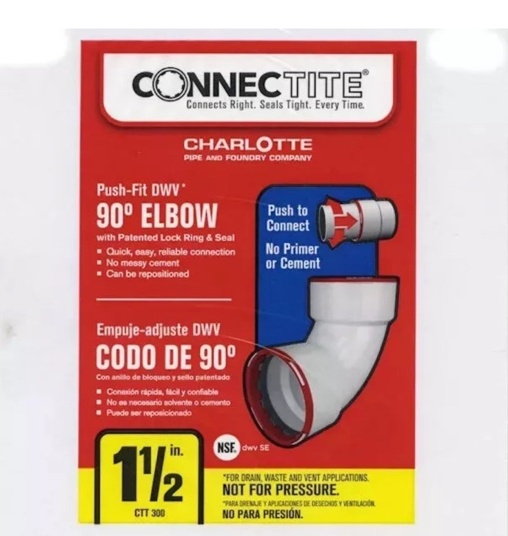2 Pack Charlotte Pipe ConnecTite 1-1/2-in x 1-1/2-in dia Schedule 40 Elbow, New