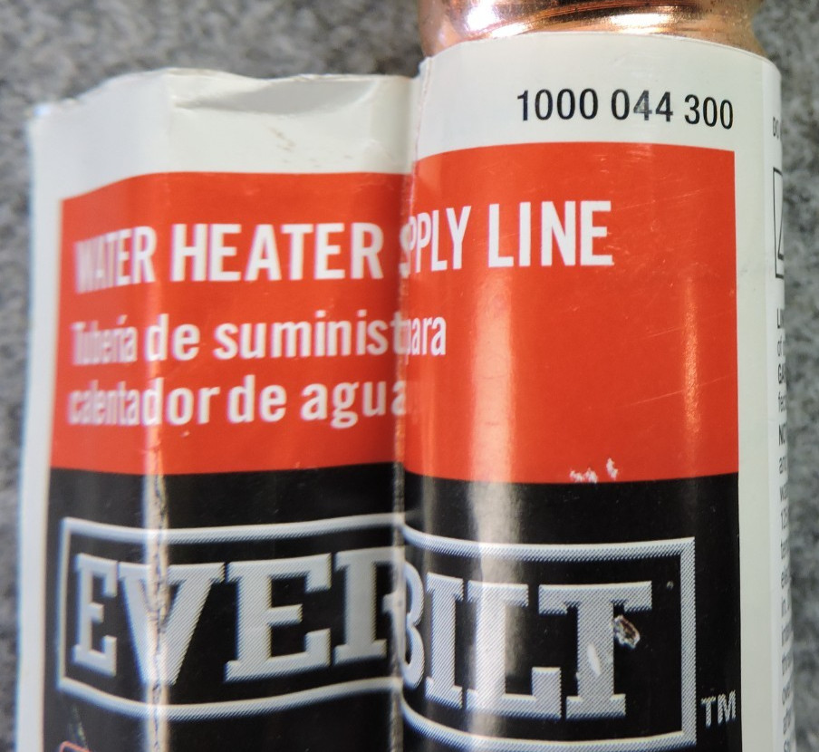 2 Everbilt 3/4”FIP x 3/4”FIP x 24” Corrugated Copper Water Heater Supply Line