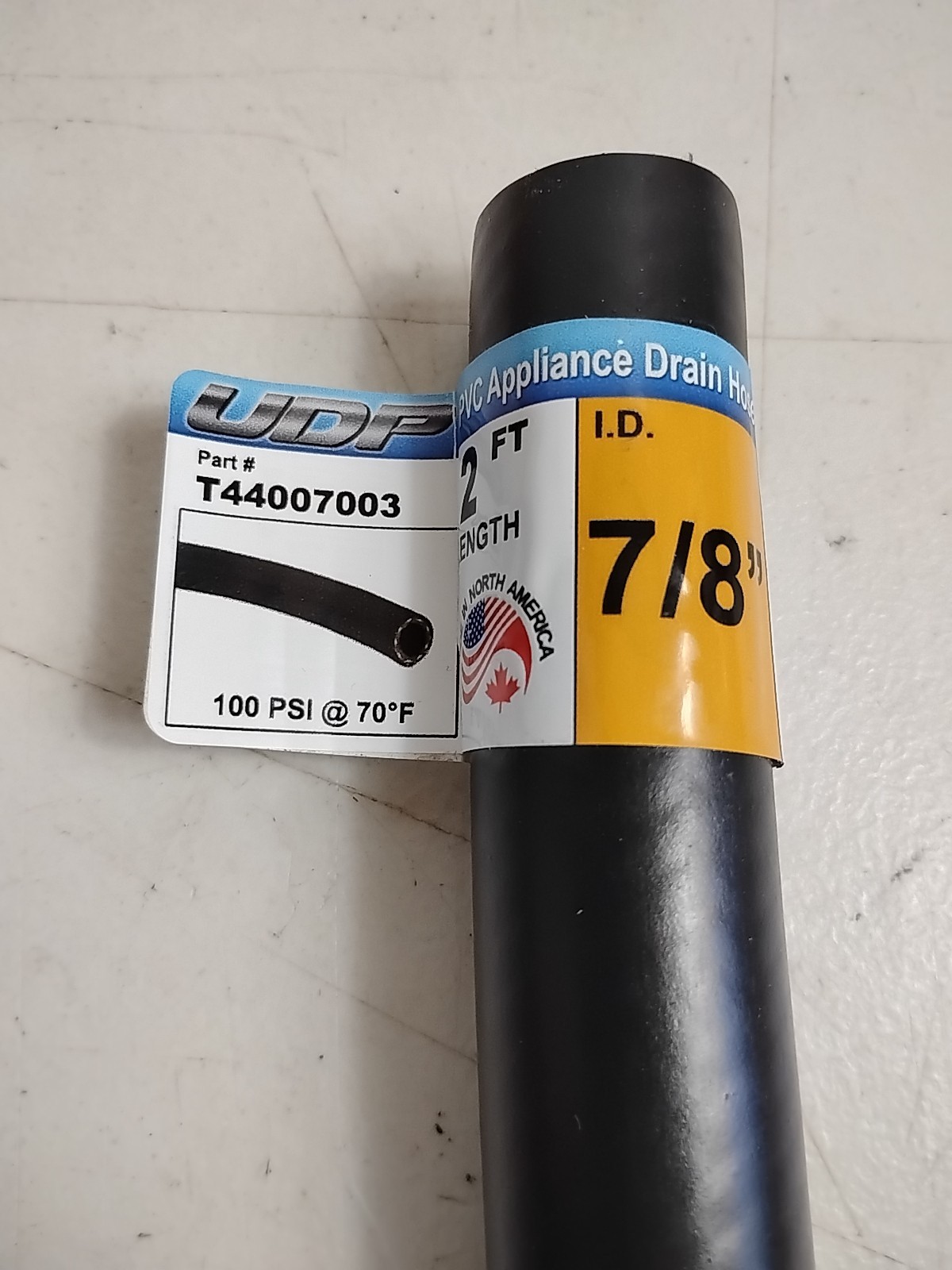 UDP 7/8 In. I.D. X 2 Ft. PVC Appliance Drain Hose