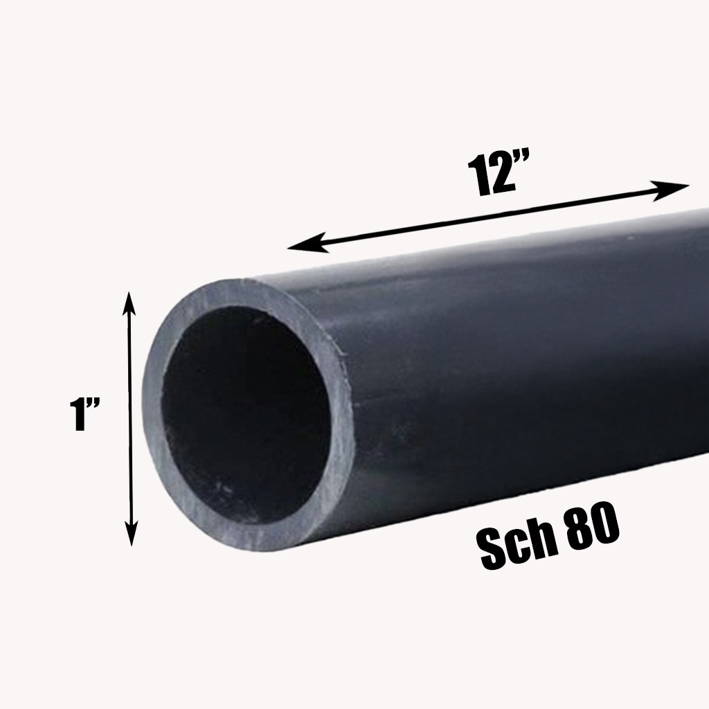 1″ Schedule 80 PVC Pipe | Gray | Custom Cut Lengths 12″-96″ | Pressure Rated