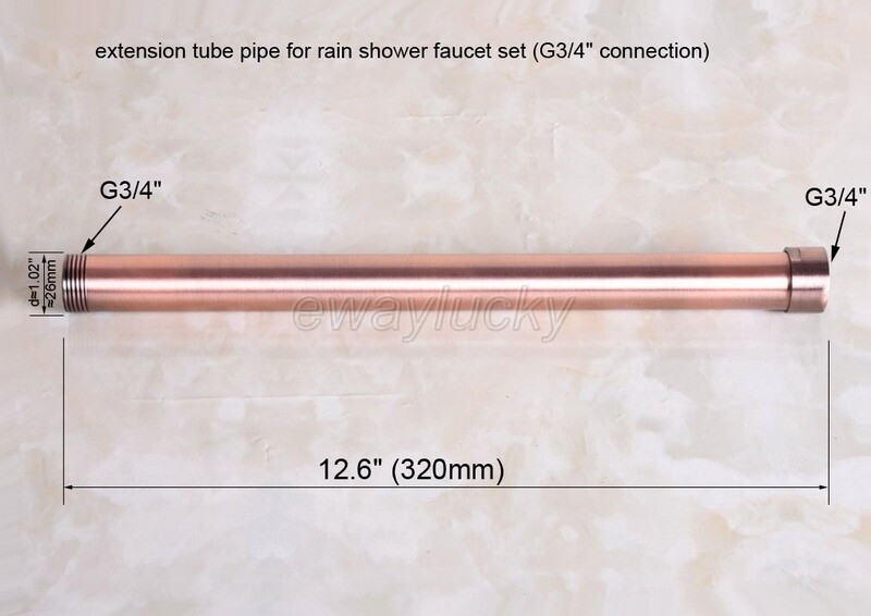 Antique Red Copper Extension Tube Pipe Rod For Rain Shower Faucet Set wba702