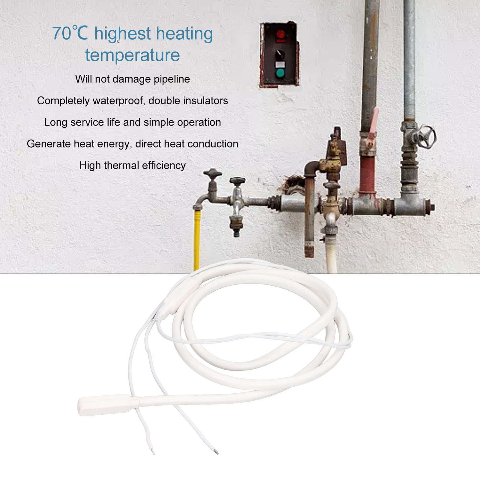 Pipe Heat Cable Home Water Freeze Protection Self Regulating Waterproof 1m 40W