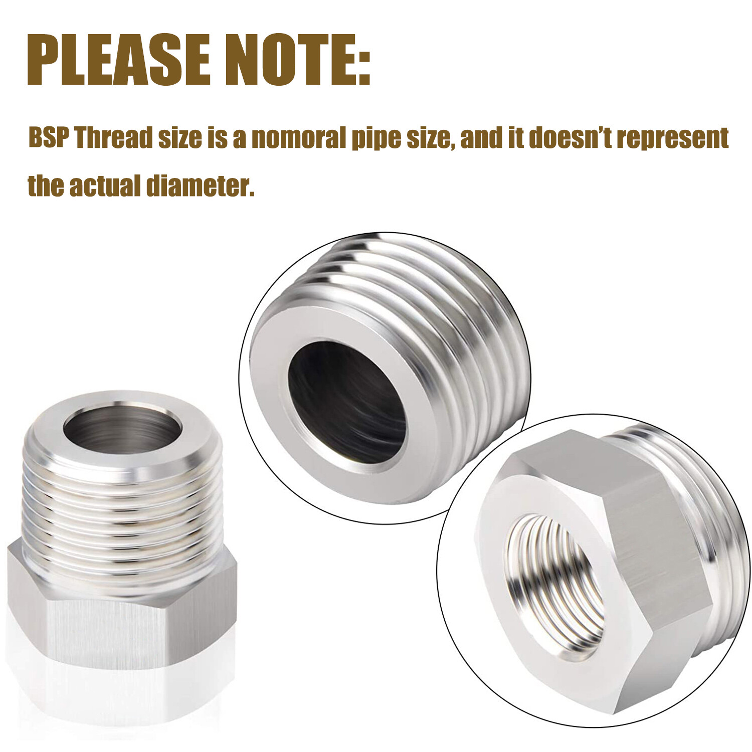 Pipe Fittings，Reducer Bushing BSP M/F, 1/8″-1/2″ Stainles Steel, Water/Gas/Oil
