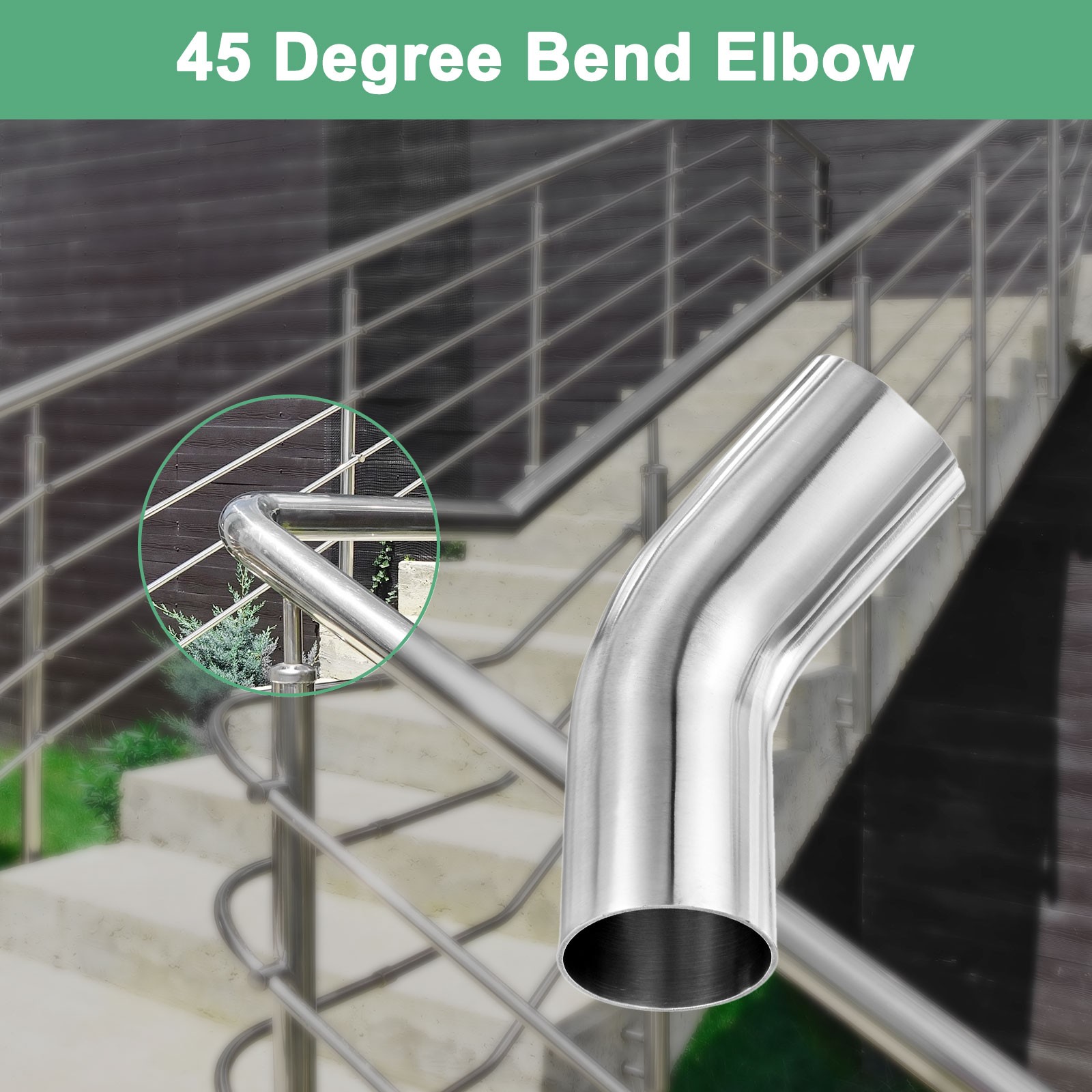 OD 1.8 Inch 45 Degree Mandrel Bend Elbow, Thicken 1.5 mm Height 140 mm