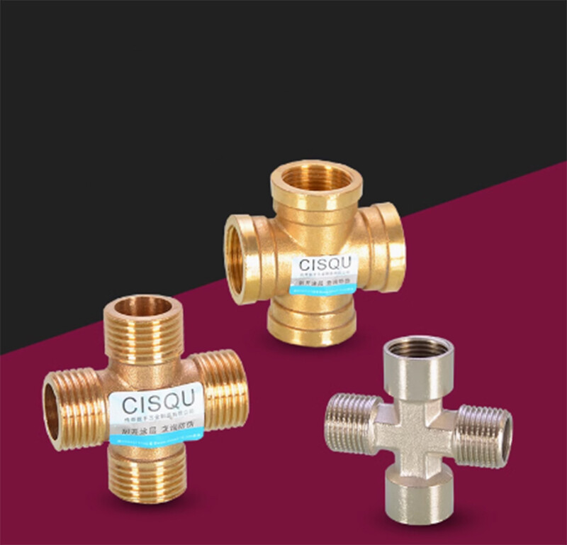 Brass Cross Equal Male/Female Thread 4-Way Connector Pipe Fitting 1/4″ 3/4″ BSP