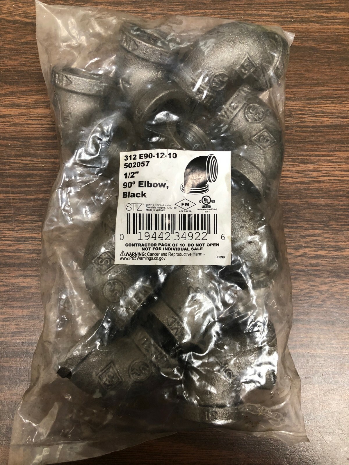 STZ 1/2 in. Black Iron 90° Elbow 312 E90-12-10 (10 PACK)