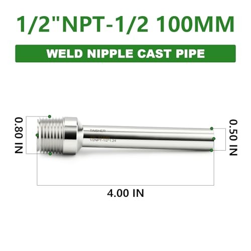 PCS 304 Stainless Steel Pipe Fittings, 1/” NPT 1/2″ NPT x 1/2″ OD(4″ Length) 2