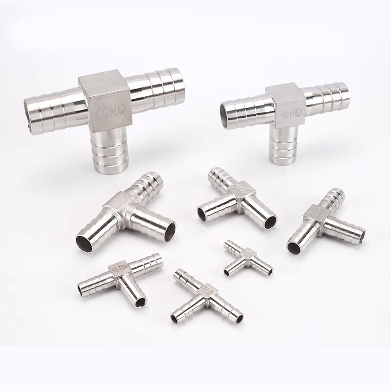8mm-32mm Stainless Steel Fittings Barbed Tail Tee Connector T-Piece Hose Pipe