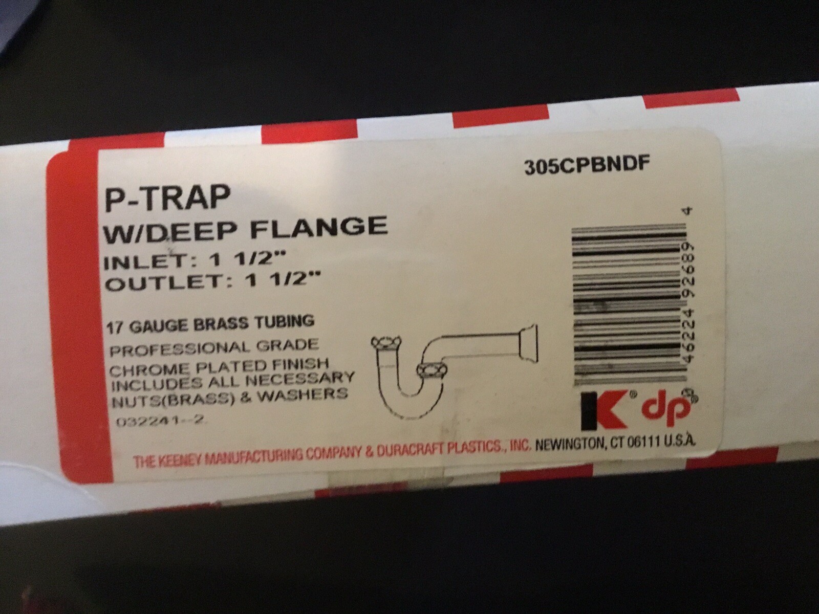 Keeney 1”1/2” P Trap Heavy Chrome Brass Nuts Pro Grade Made in USA !