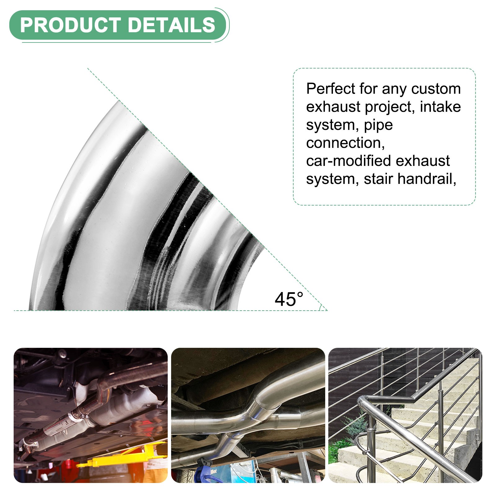 OD 5 Inch 45 Degree Mandrel Bend Elbow, Thicken 1.5 mm Height 130 mm