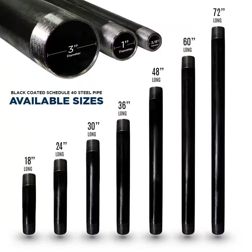 3/4 In. X 72 In. Black Steel Pipe