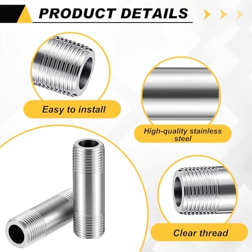 Pcs 30Stainless Steel Pipe Fittings 3/8″ NPT x 3/8″ NPT Male 3/8″ X 3/8″ X 2″ 4