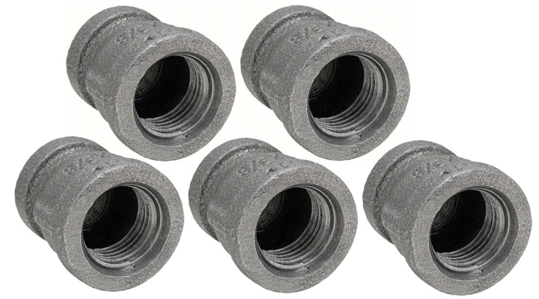 5 pcs) Various Sizes of Reducing Coupling Mall Iron Female NPT Threaded 150 GAV