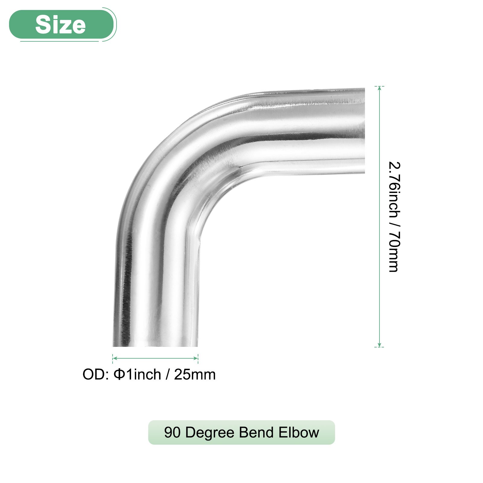 2-Pack OD 1 Inch 90 Degree Mandrel Bend Elbow, Thicken 1.5 mm Height 70 mm