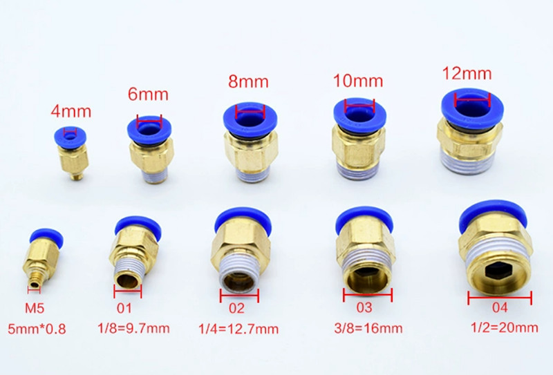 Pneumatic Straight Male Stud Hose Tube Air Line Inline Push Fit Connector M5-M16