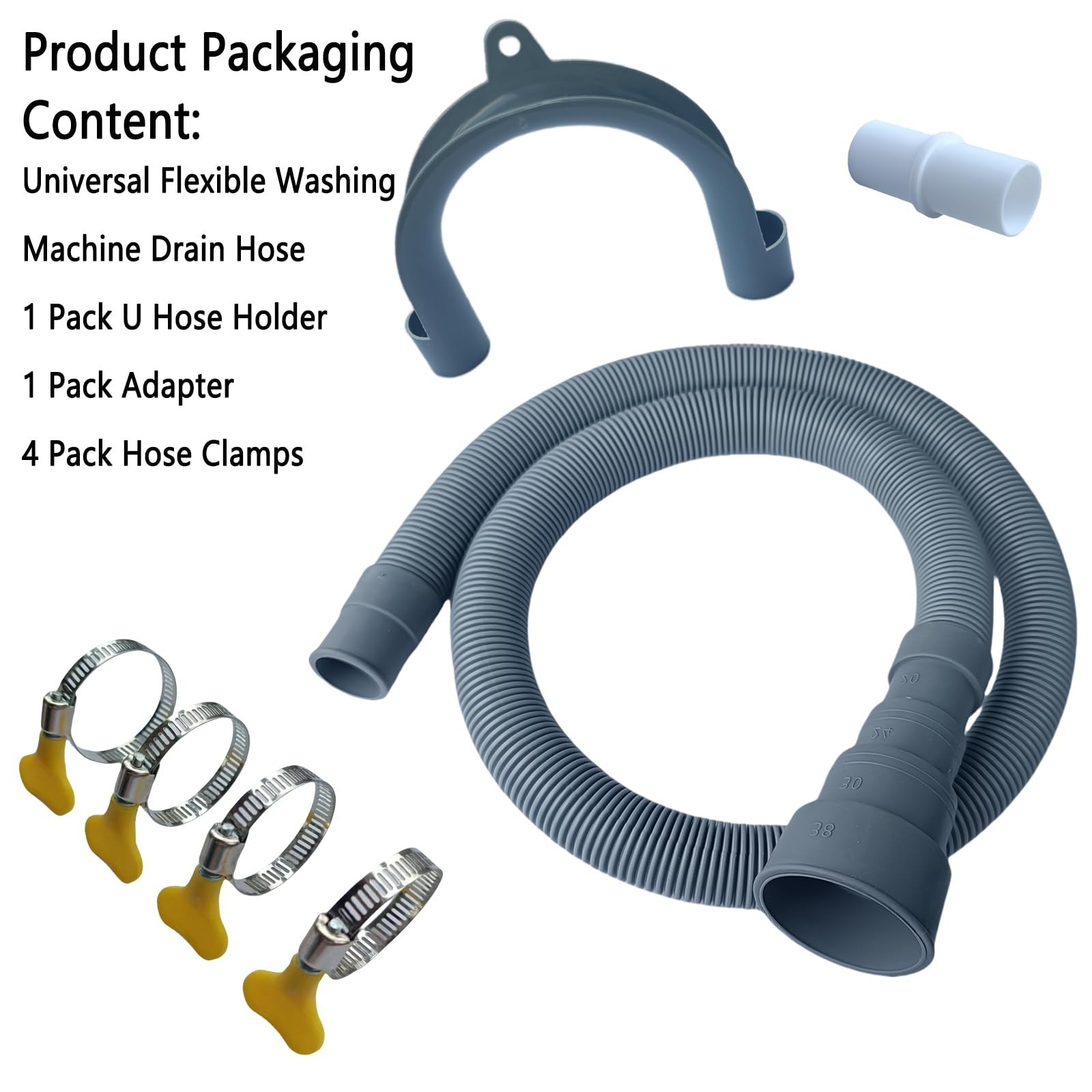 Universal Washing Machine Drain Hose, 4.9ft Flexible Dishwasher Hose Extensio…