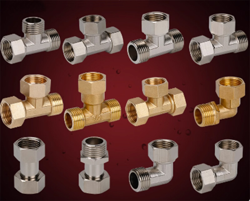 Brass BSPT 1/2″ Female/Male Thread Elbow 3-Way Pipe Fittings Coupling Connector