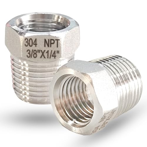 3/8″ NPT Male to 1/4″ NPT Female Hex Bushing Reducer, 304 3/8” MNPT x 1/4” FNPT