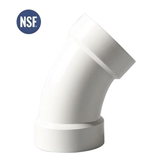 DWV 45 Degree PVC Pipe Elbow -pc, White 3 Inch 1
