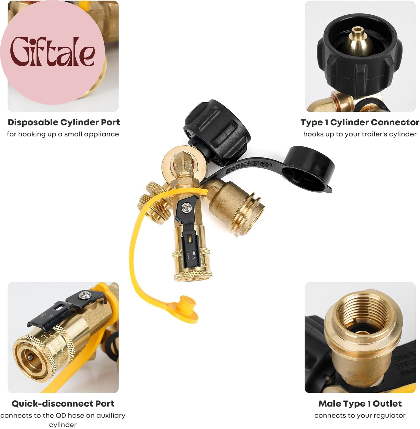 Propane Brass Tee with Type 1 Valve – Quick Disconnect and Disposable Cylinder P