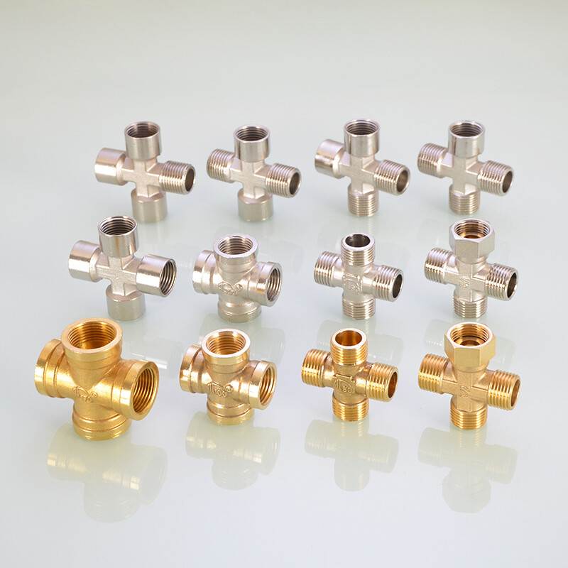 Brass Cross Equal Male/Female Thread 4-Way Connector Pipe Fitting 1/4″ 3/4″ BSP
