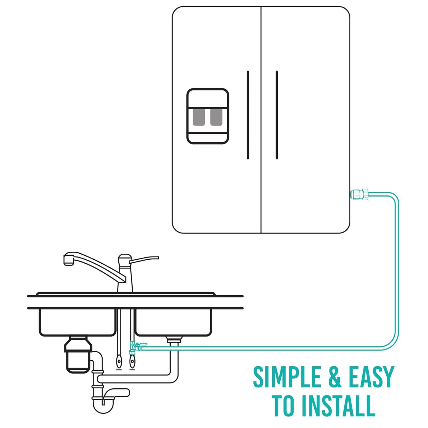 Kit instalación rápida para nevera, tubo 25′ y válvula latón 1/4″
