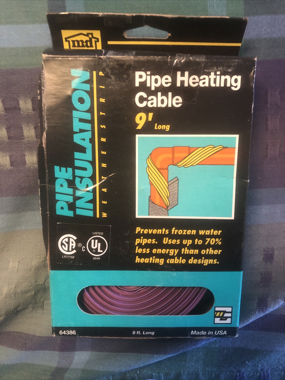 ONE – md 64386 Electric Pipe Heating Cable 9 ft – NEW OLD STOCK Made In USA !!!