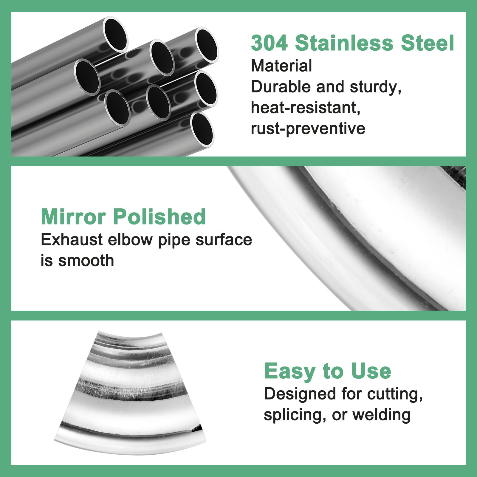 OD 2.2 Inch 45 Degree Mandrel Bend Elbow, Thicken 1.5 mm Height 68 mm