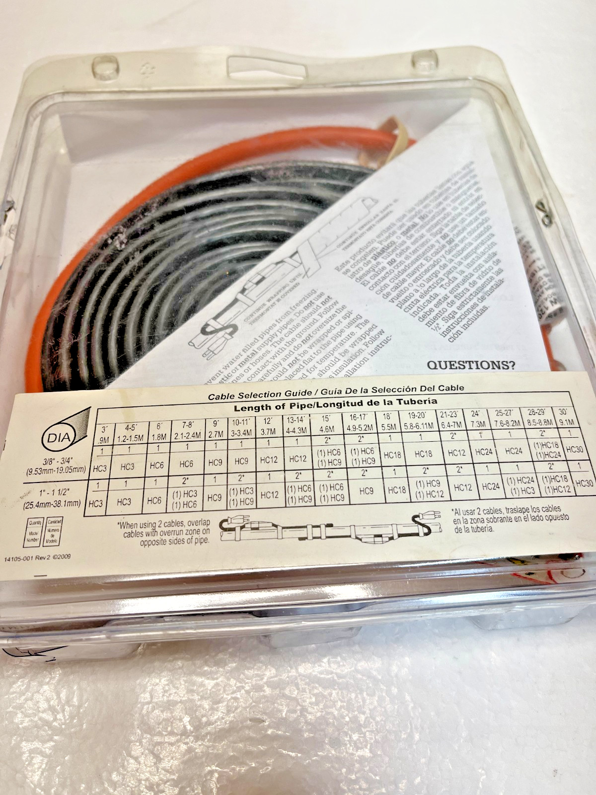 Frost King Electric Water Pipe Heat Cable 9 FT HC09 NEW