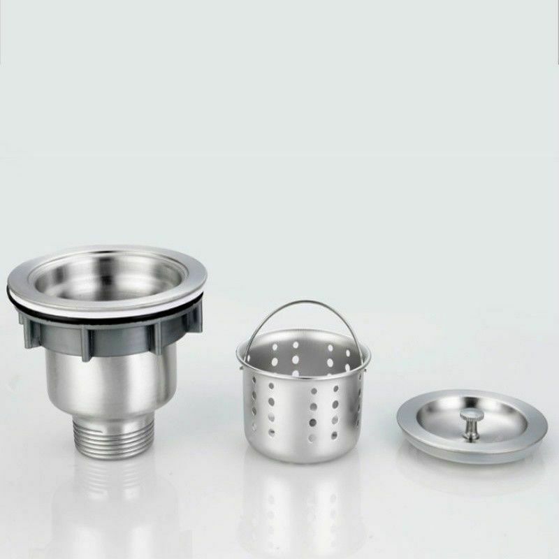 Kitchen Sink Strainer Basket Siphon Trap Pipe Stainless Steel Extension Drain