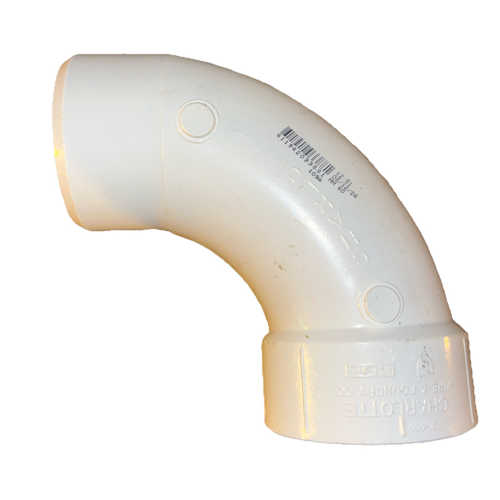 New Charlotte 3″ Schedule 40 – 90 Degree Elbow with 1 Hub – White – PVC003091000