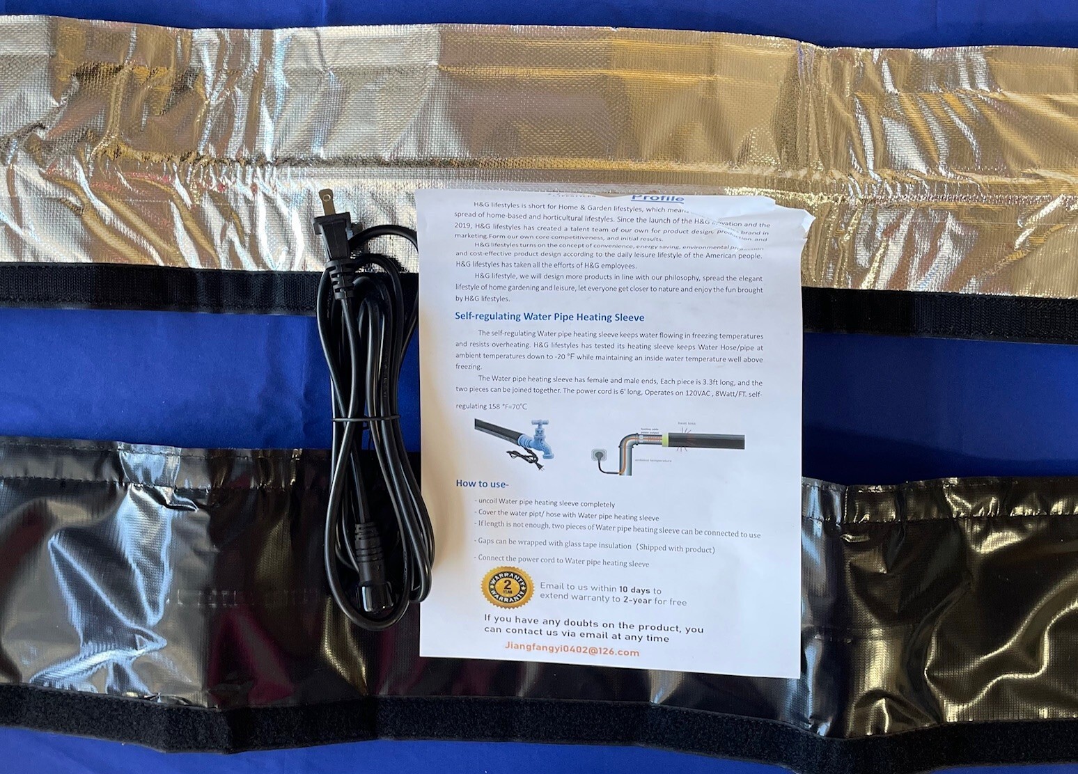H&G lifestyles Insulated Water Pipe Heating Wrap, Home or RV 3ft Max Temp 158℉