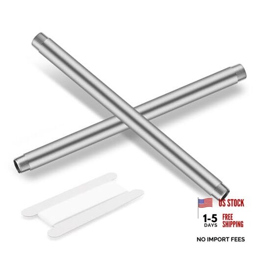1/”x1″ 304 Stainless Steel Pipe, 1/” NPTx 1/” NPT Male Threaded 12 Inch 2