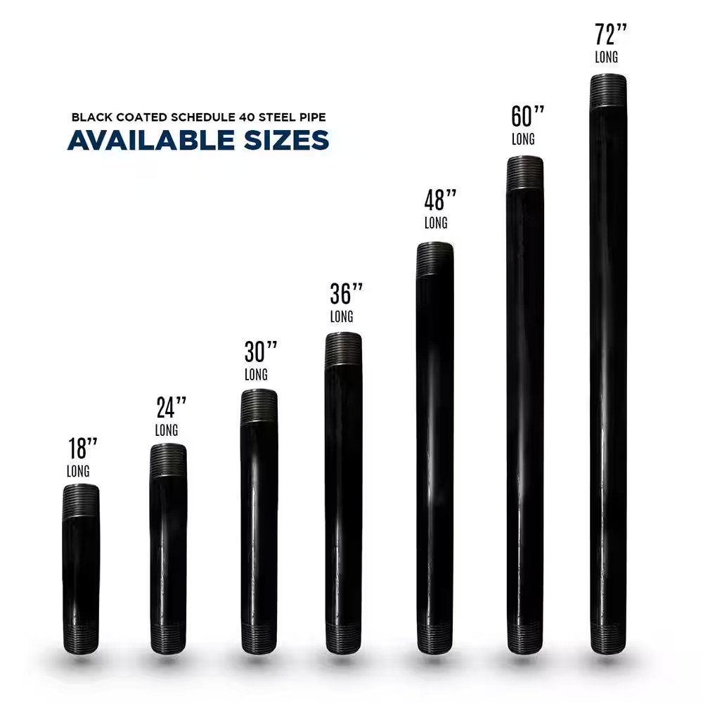 1 In. X 2.5 Ft. Black Steel Pipe (5-Pack)