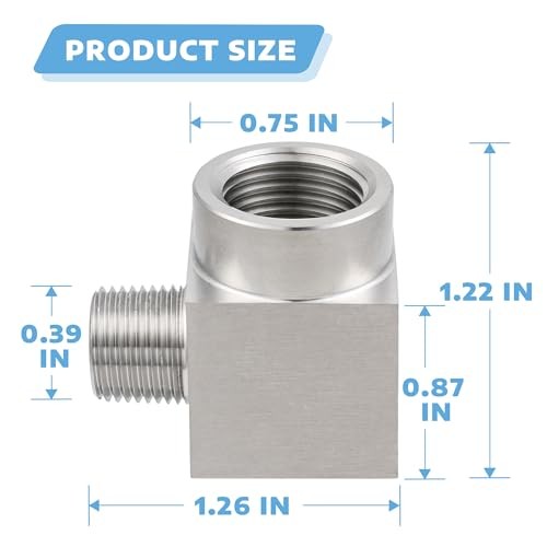 Stainless Steel 304 Reducer 90 Degree Street Elbow/4″ 1/4″ Fnpt x 1/8″ Mnpt 1