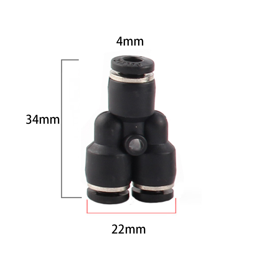 Pneumatic Push In Fittings Hose Tube Stem Join Adapter Tee Quick Connector Black