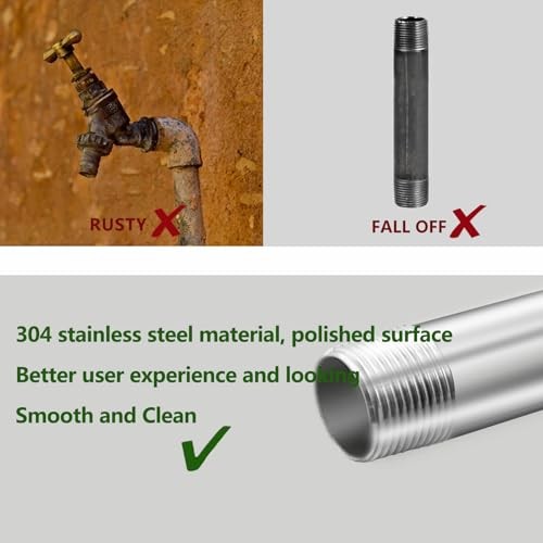 Stainless Steel Pipe, 304 Pipe Nipple Fits Standard 3/4 Inch 3/4″ x 48″