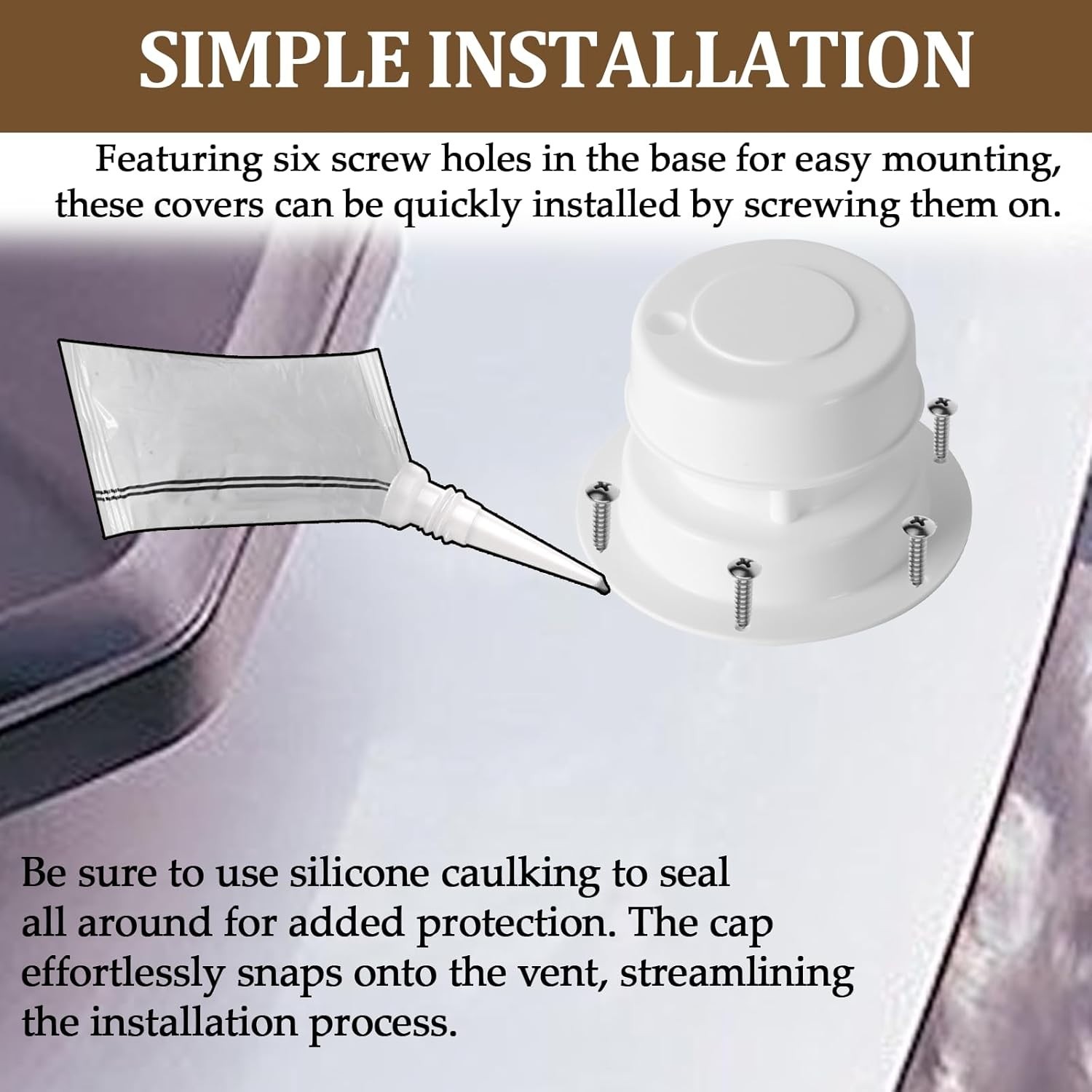 (2 Pack, White RV Roof Vent Cover Kits with Putty Tape and Screws, Camper Vents