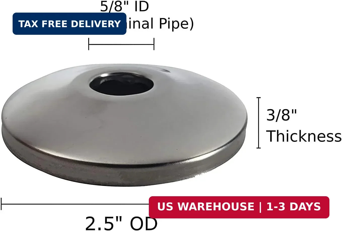 1/2″ Chrome Plated Steel Escutcheon Flange Cover with Sure Grip for 1/2″ Copper,