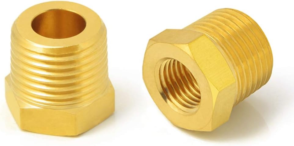 Brass Reducer Hex Bushing, 3/4″ Male NPT to 1/2″ Female NPT, Reducing Pipe Adapt