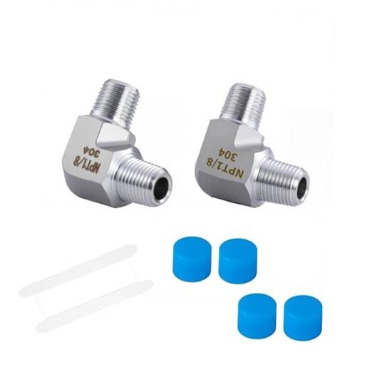 2 Pack NPT1/8 90 Degree Elbow, NPT1/8 Male – NPT1/8 Male, For NPT1/8(M)
