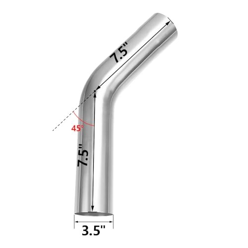 Exhaust Tube OD, Stainless Steel Exhaust Pipe Mandrel Bend, 3.5″ 45 Degree