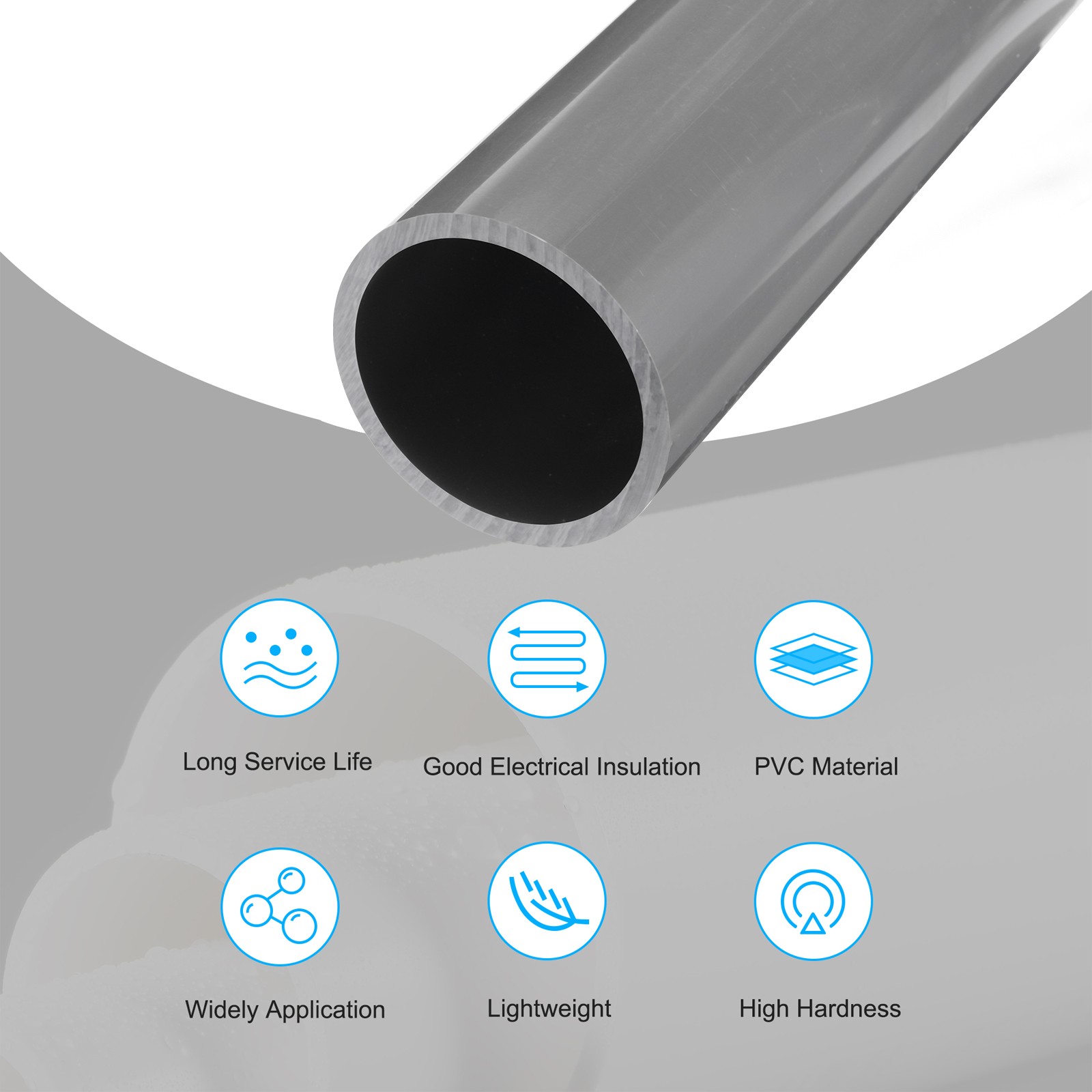 PVC Rigid Round Pipe 96.8mm ID 110mm OD 500mm Light Grey High Impact