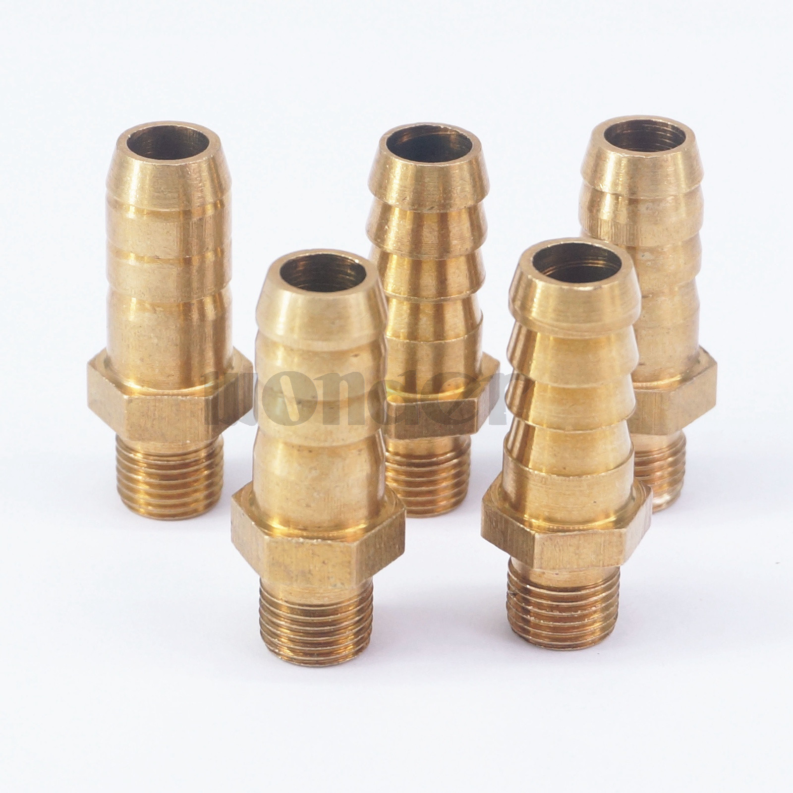 5pcs Hose Barb 10mm- M10*1mm Metric Male Brass Splicer Adapter Pipe Fittings