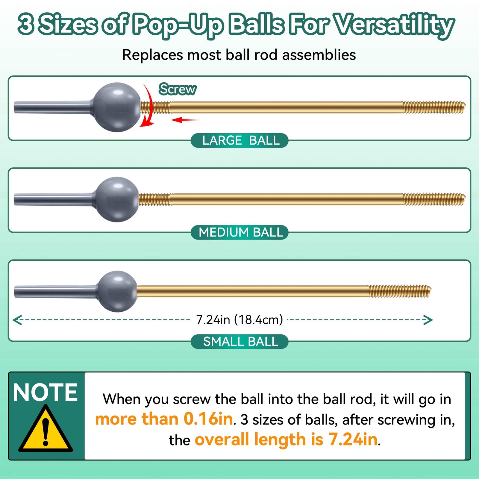 Enhon 2 Pack Universal Pop Up Drain Ball Rod Assembly, Sink Ball Rod Assembly…
