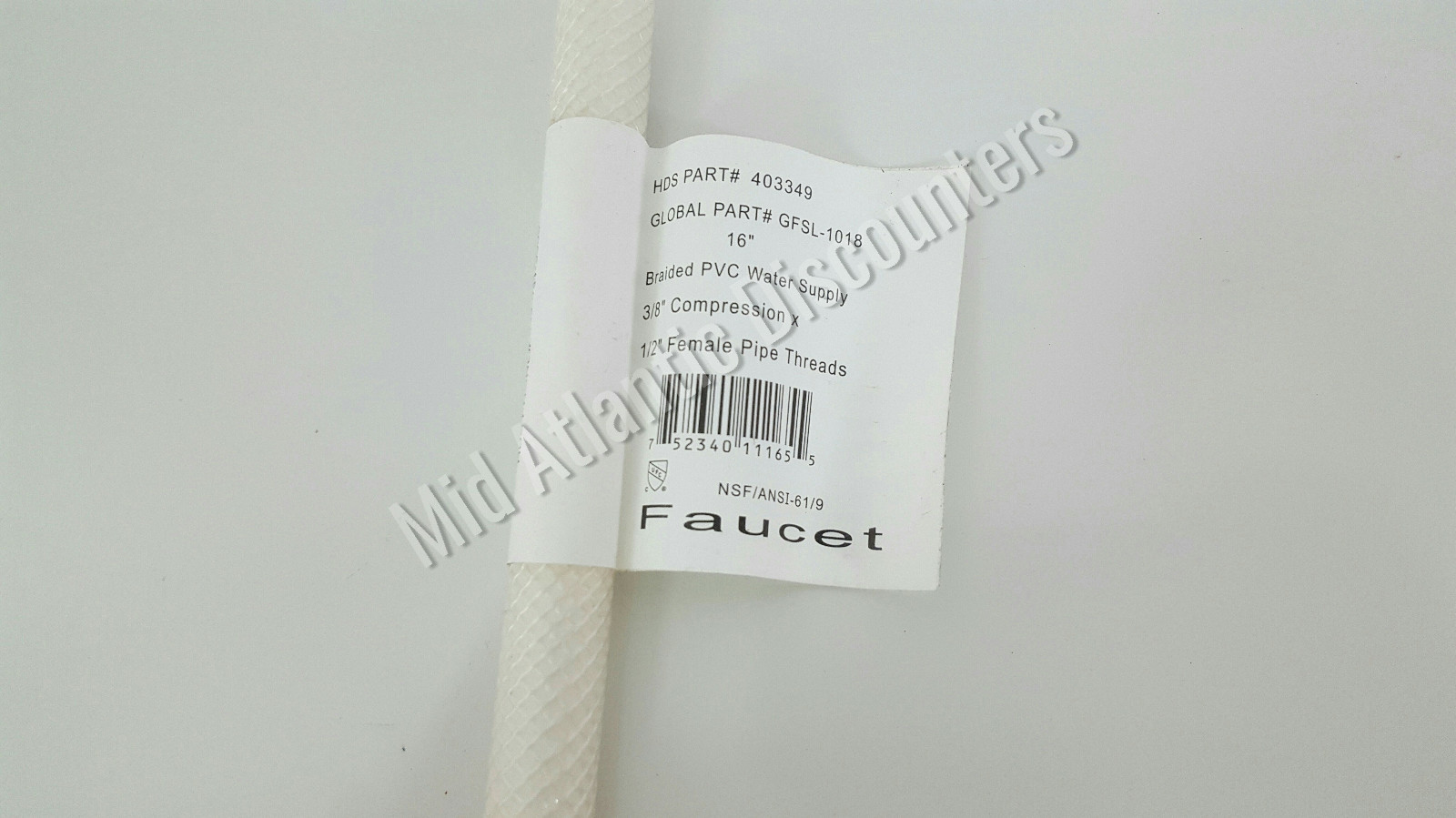 38 HDS 403349 16″ Braided PVC Water Supply 3/8″ Compression x 1/2″ Female Pipe