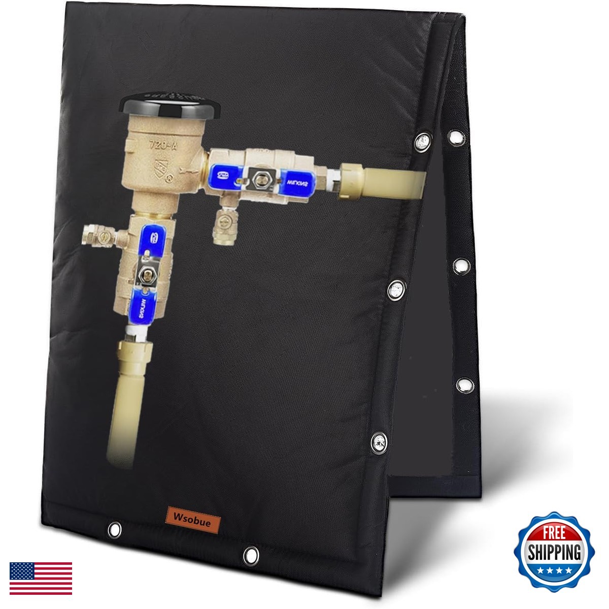 Wsobue Backflow Preventer Insulation Cover 2-Way Opening Black 24″W x 30″H