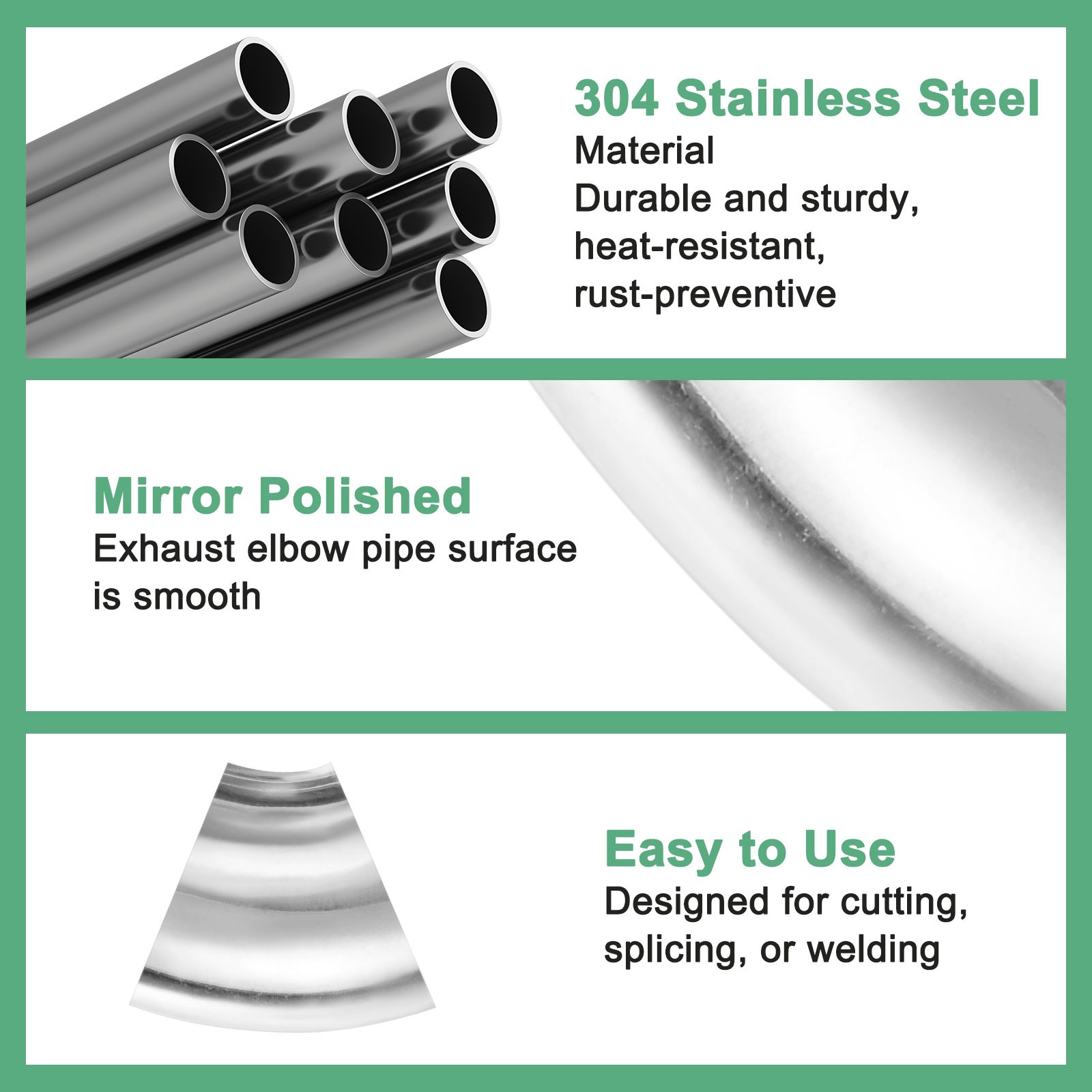 2-Pack OD 2.8 Inch 45 Degree Mandrel Bend Elbow, Thicken 1.5 mm Height 79 mm