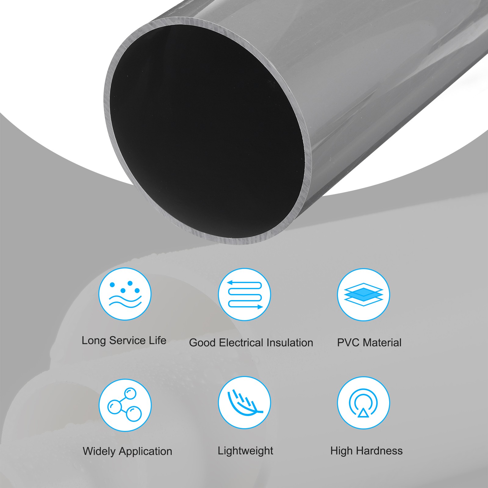 Rigid Round Pipe 131.4mm ID 140mm OD 500mm Light Grey High Impact
