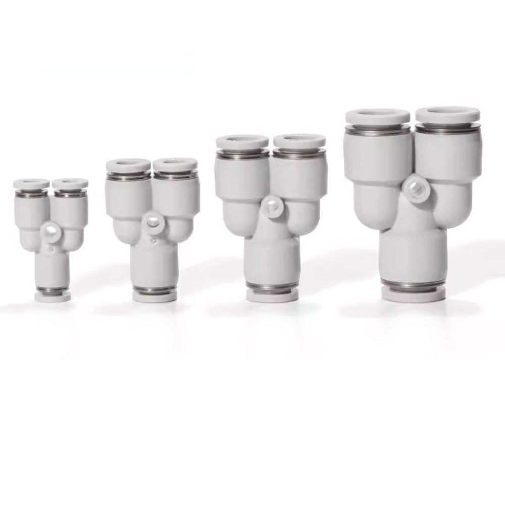 Pneumatic Push In Fittings Hose Tube Stem Join Adapter Tee Quick Connector White